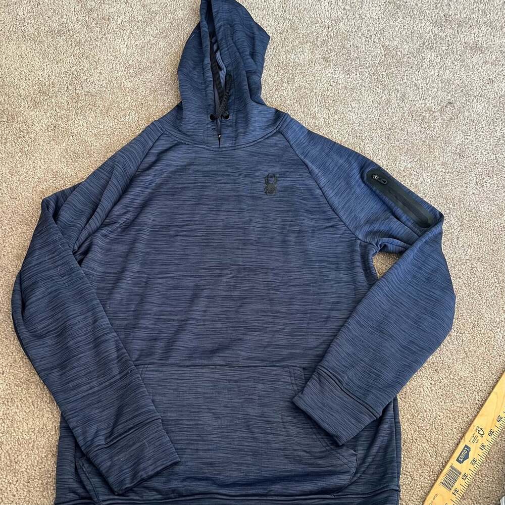 Spyder Active Blue Heather Performance Pullover Hoodie  with Sleeve Pocket